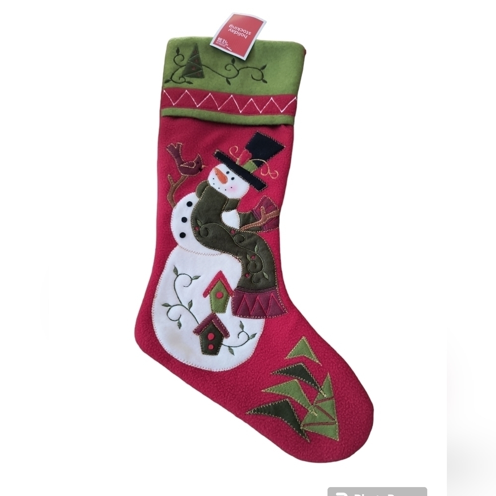 NWT Snowman Appliqued 20" Christmas Stocking From Target